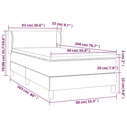 Cama com molas/colchão 90x200 cm couro artificial branco