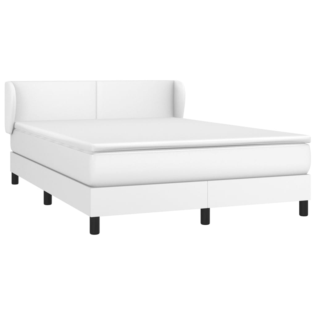 Cama com molas/colchão 140x190 cm couro artificial branco