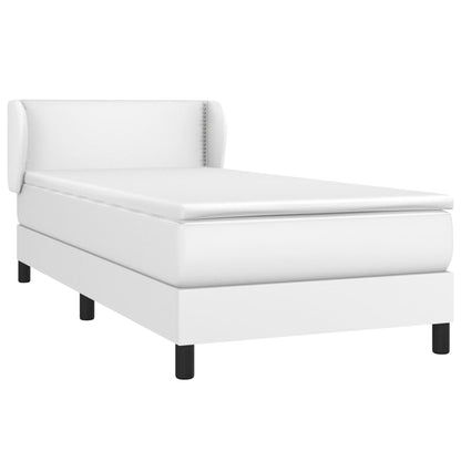 Cama com molas/colchão 90x190 cm couro artificial branco