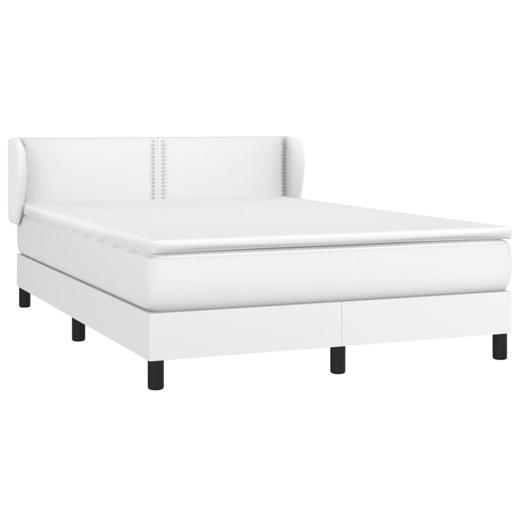 Cama com molas/colchão 140x190 cm couro artificial branco