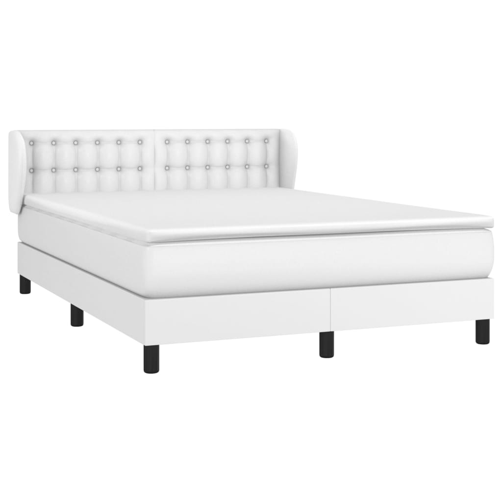 Cama com molas/colchão 140x190 cm couro artificial branco