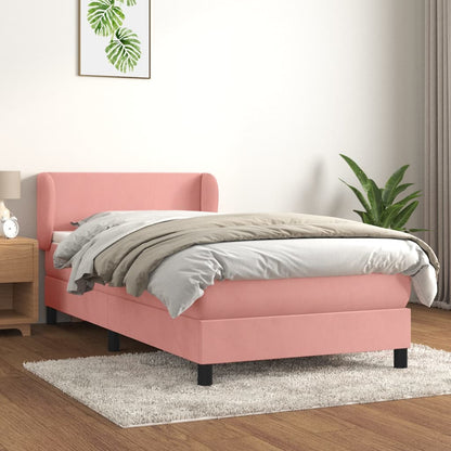 Cama com molas/colchão 90x200 cm veludo rosa