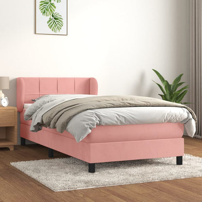 Cama com molas/colchão 90x190 cm veludo rosa