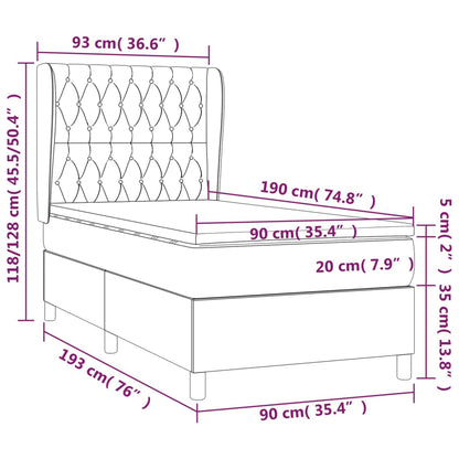 Cama com molas/colchão 90x190 cm tecido cinza-escuro