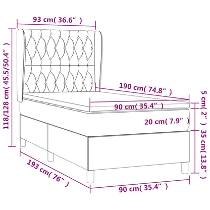 Cama com molas/colchão 90x190 cm tecido cor creme