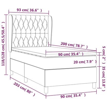 Cama com molas/colchão 90x200 cm tecido cor crème