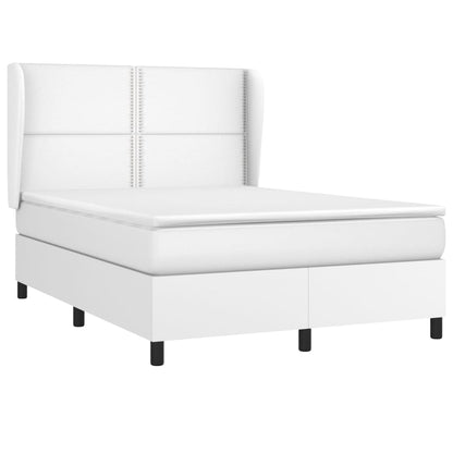 Cama com molas/colchão 140x190 cm couro artificial branco