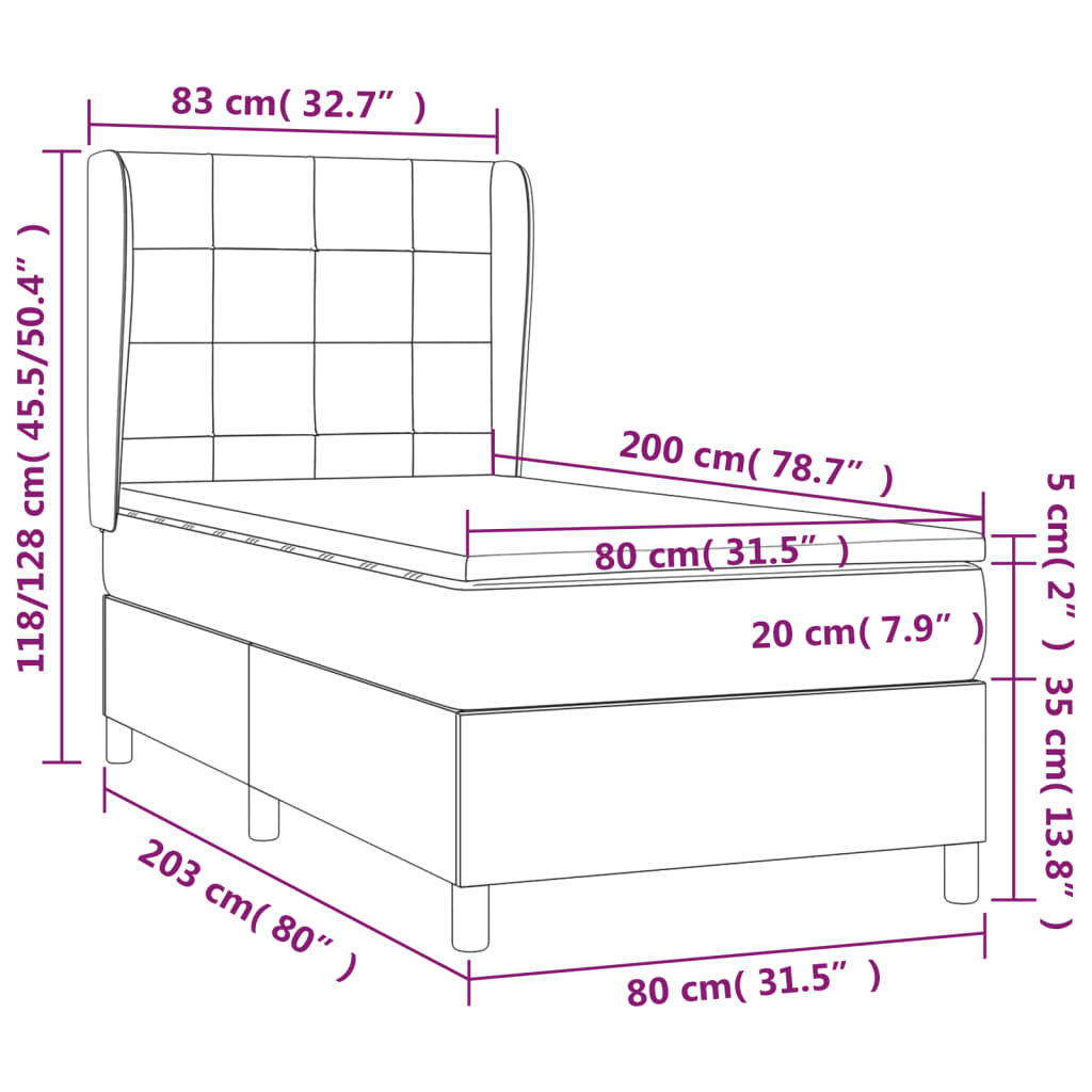 Cama com molas/colchão 80x200 cm veludo rosa