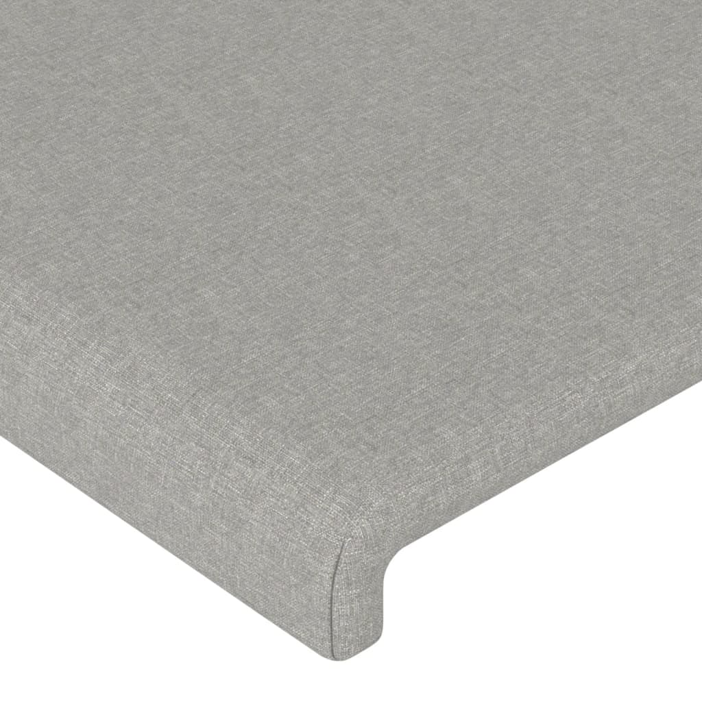 Estrutura de cama c/ cabeceira tecido 90x190 cm cinza-claro