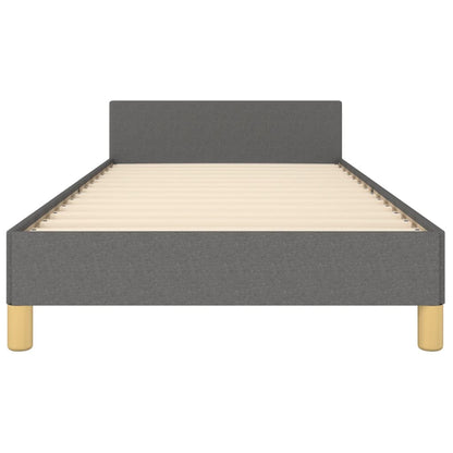 Estrutura de cama c/ cabeceira tecido 90x190 cm cinza-escuro