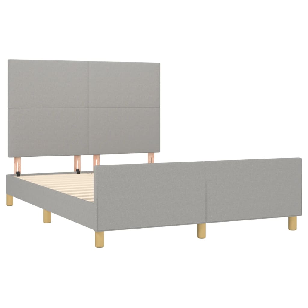 Estrutura de cama c/ cabeceira 140x190 cm tecido cinza-claro