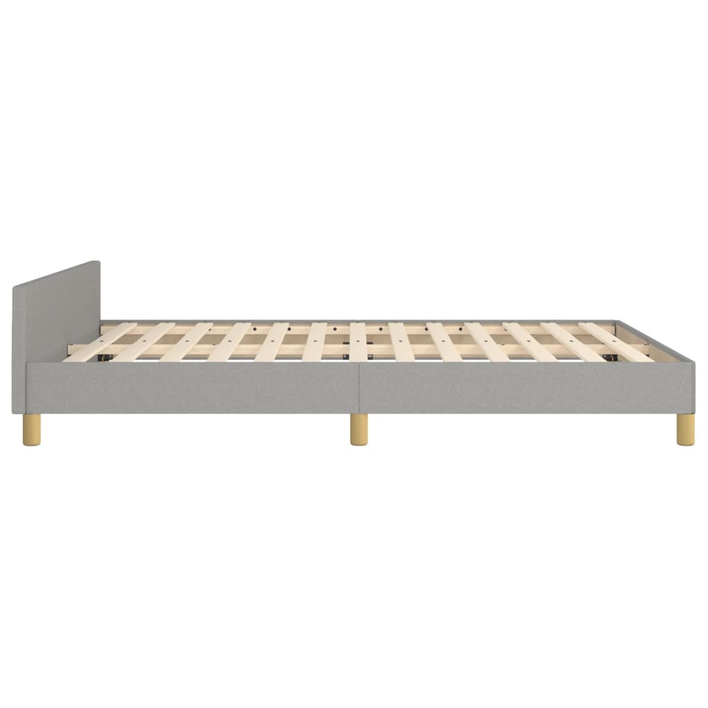 Estrutura de cama c/ cabeceira 140x190 cm tecido cinza-claro