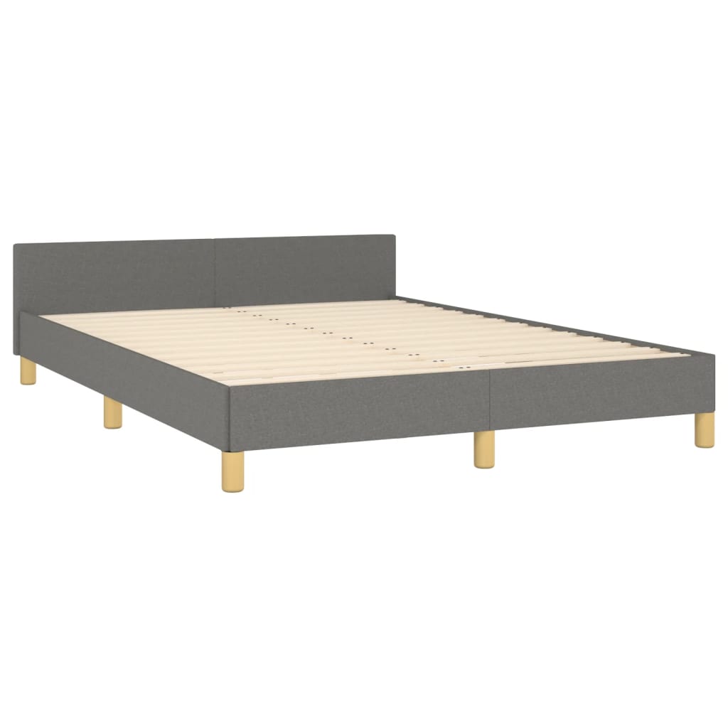 Estrutura de cama c/ cabeceira 140x190cm tecido cinza-escuro