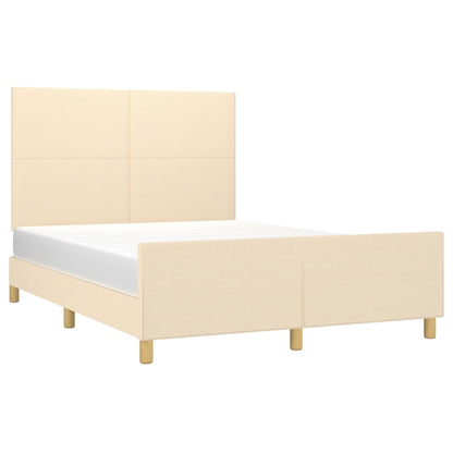 Estrutura de cama c/ cabeceira 140x200 cm tecido cor creme