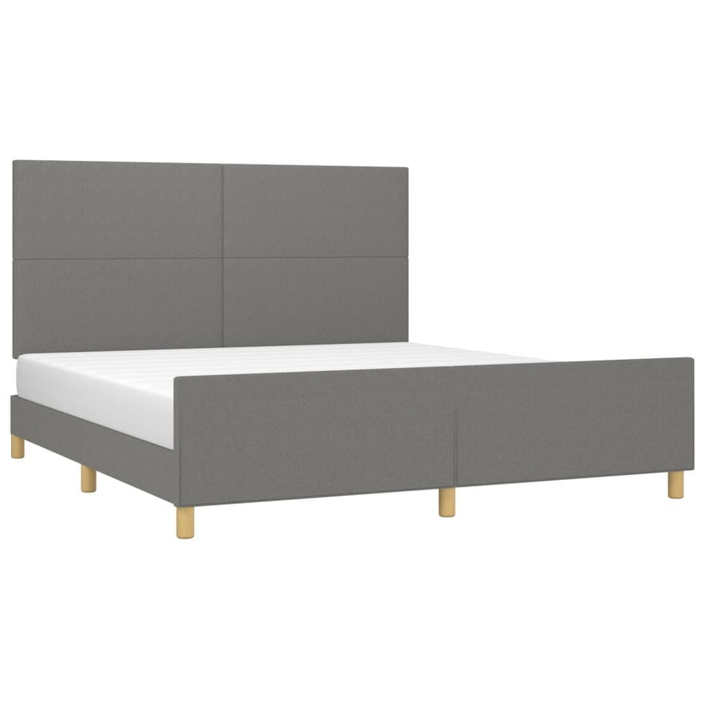 Estrutura de cama 160x200 cm tecido cinzento-escuro