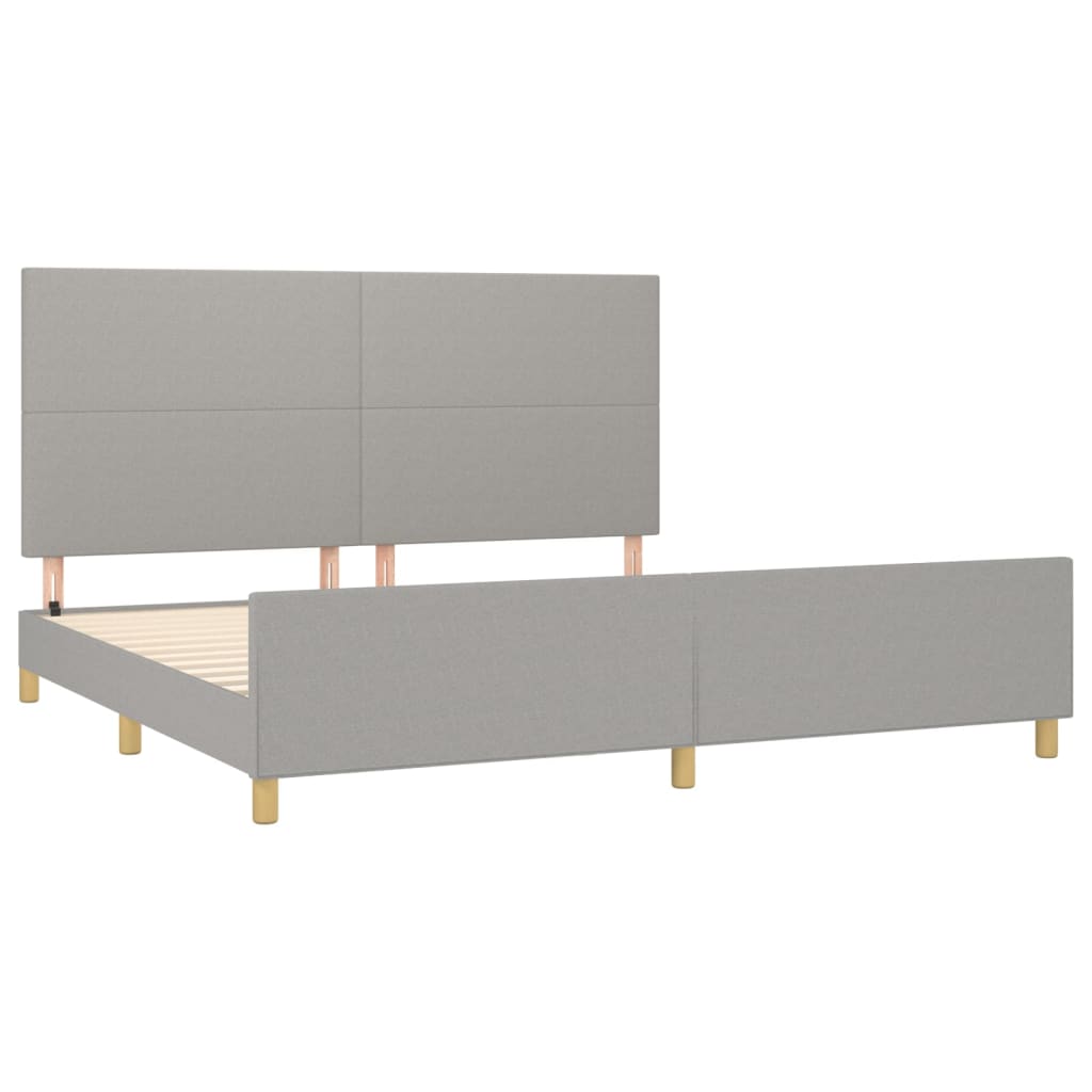 Estrutura de cama 200x200 cm tecido cinzento-claro