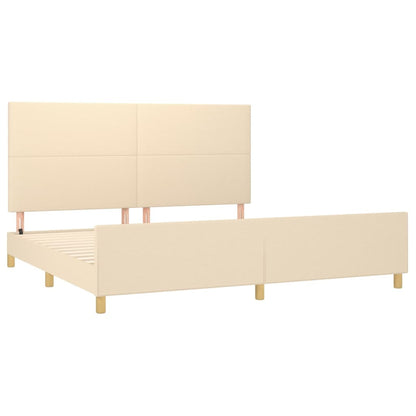 Estrutura de cama com cabeceira 200x200 cm tecido cor creme