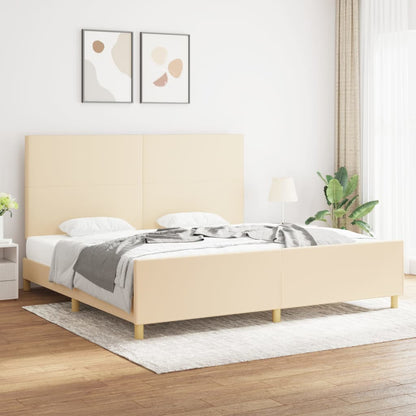 Estrutura de cama com cabeceira 200x200 cm tecido cor creme