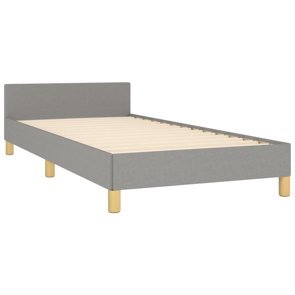 Estrutura de cama c/ cabeceira tecido 90x190 cm cinza-claro