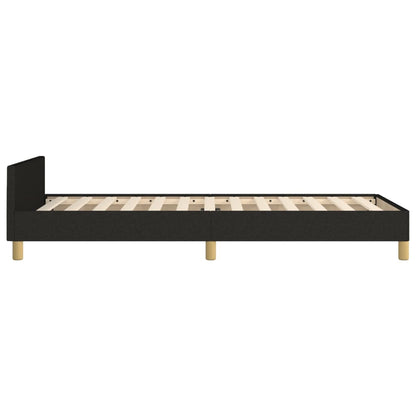 Estrutura de cama c/ cabeceira tecido 90x190 cm preto