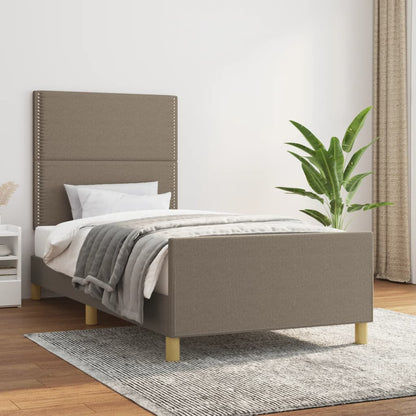 Estrutura cama cabeceira 90x190 cm tecido castanho-acinzentado