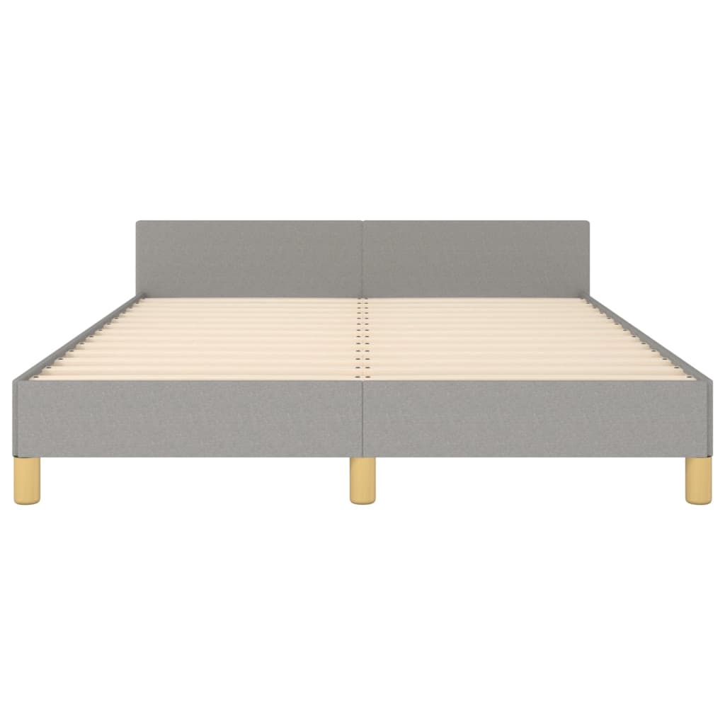 Estrutura de cama c/ cabeceira 140x190 cm tecido cinza-claro