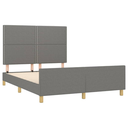 Estrutura de cama c/ cabeceira 140x190cm tecido cinza-escuro