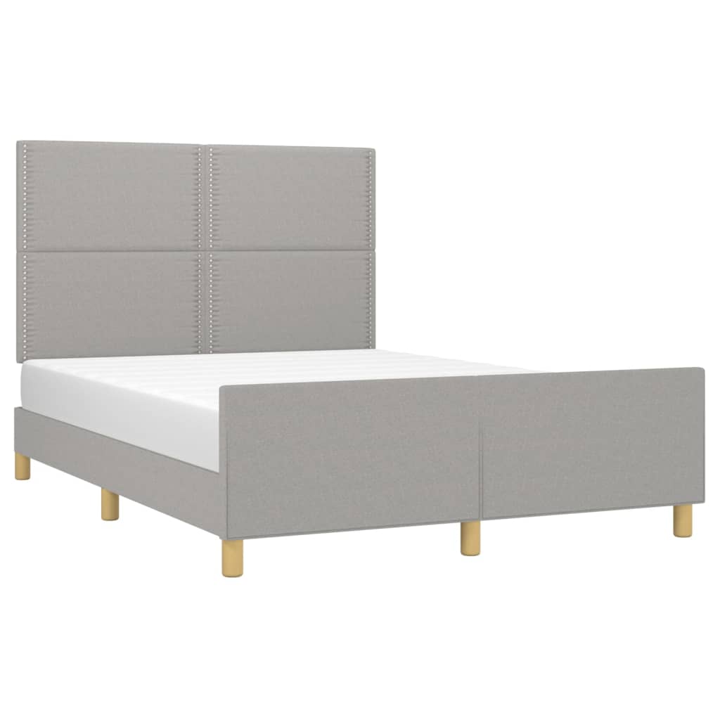 Estrutura de cama com cabeceira 140x200 cm tecido cinza-claro