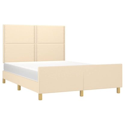 Estrutura de cama c/ cabeceira 140x200 cm tecido cor creme