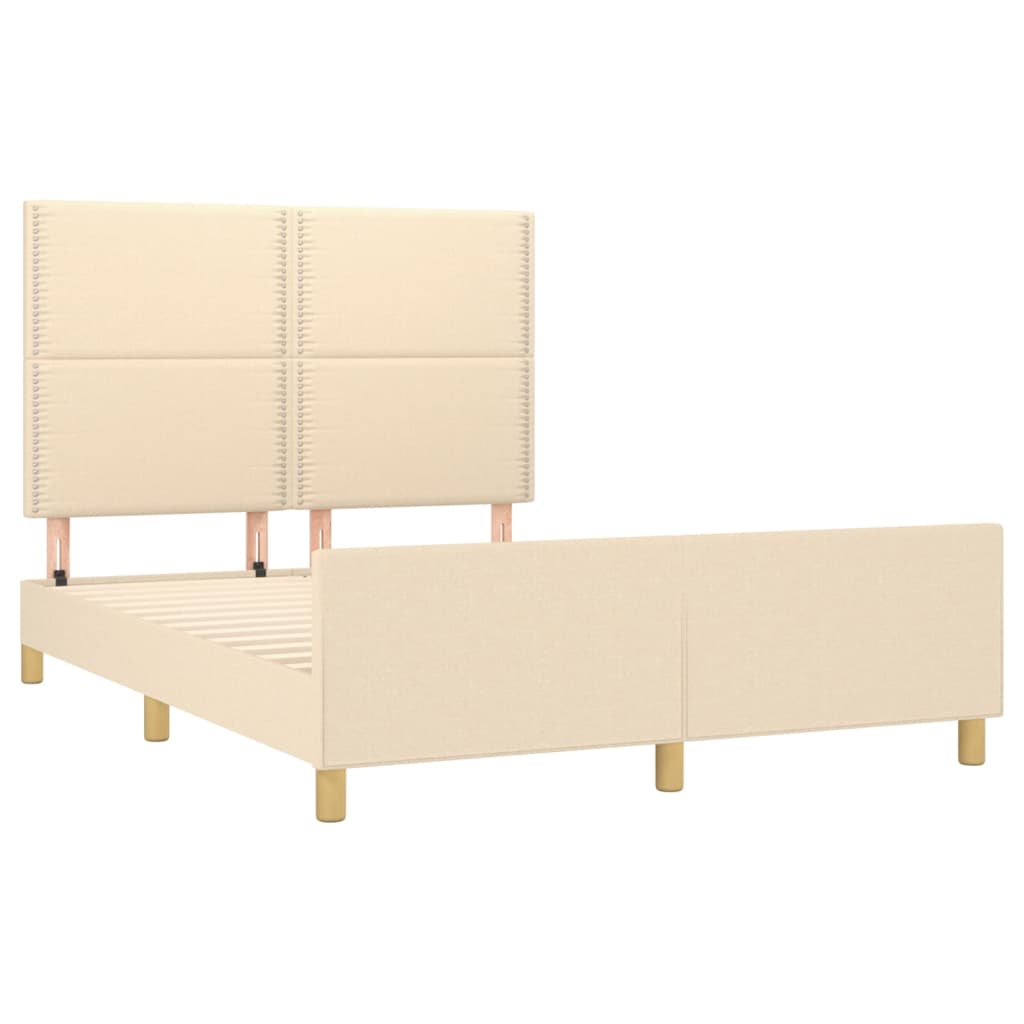 Estrutura de cama c/ cabeceira 140x200 cm tecido cor creme