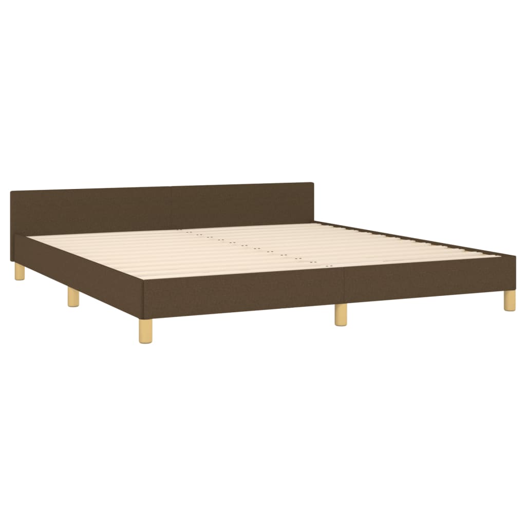 Estrutura de cama 180x200 cm tecido castanho-escuro