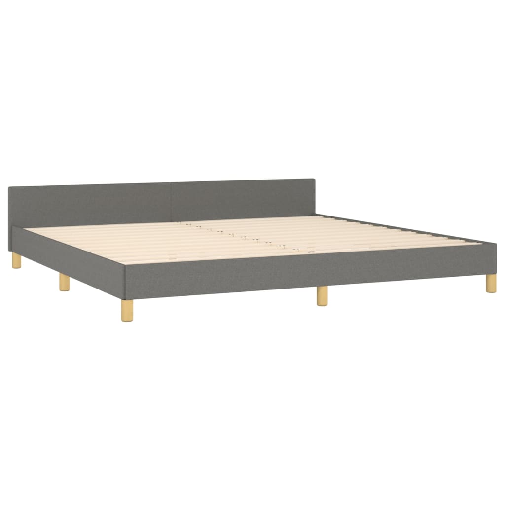 Estrutura cama com cabeceira 200x200 cm tecido cinzento-escuro