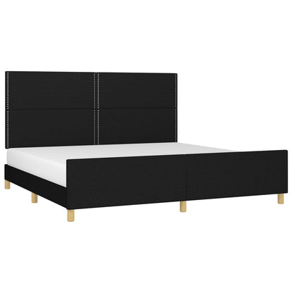 Estrutura de cama com cabeceira 200x200 cm tecido preto