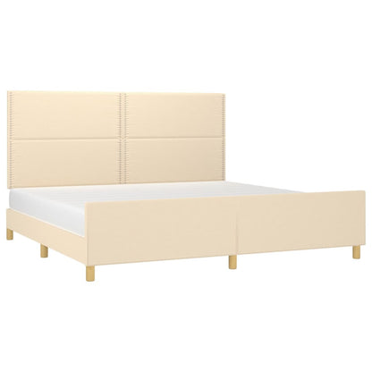 Estrutura de cama com cabeceira 200x200 cm tecido cor creme