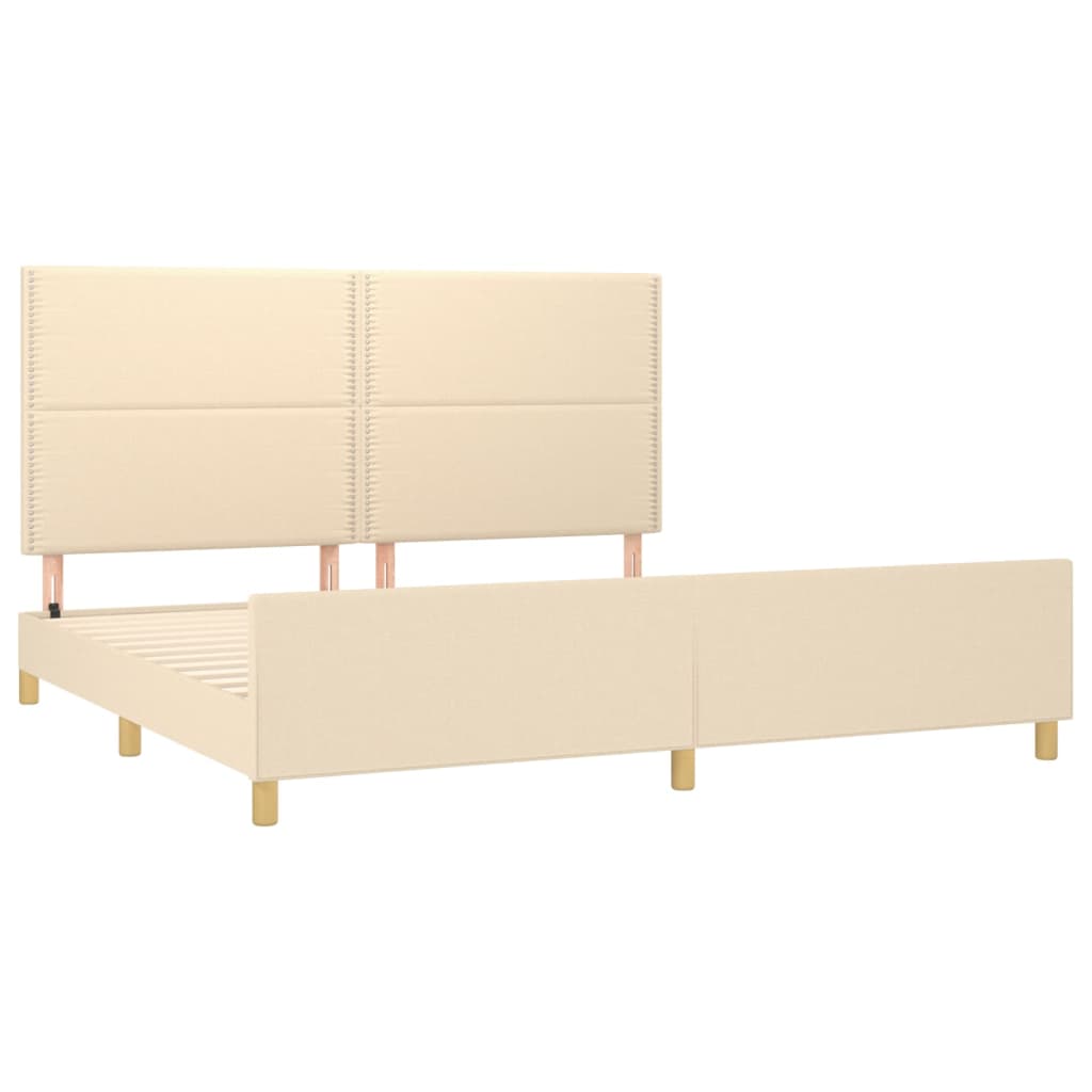 Estrutura de cama com cabeceira 200x200 cm tecido cor creme