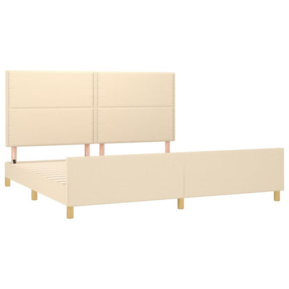 Estrutura de cama com cabeceira 200x200 cm tecido cor creme