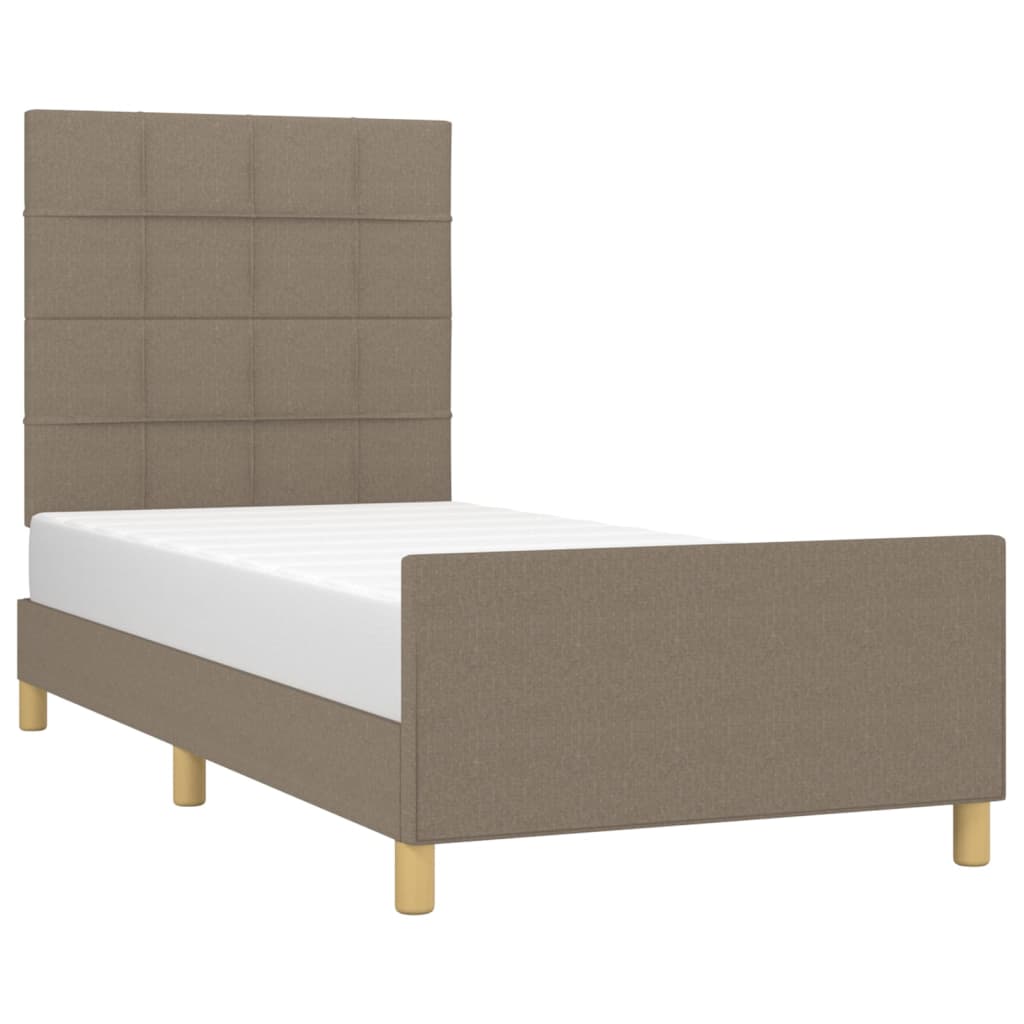 Estrutura cama cabeceira 90x190 cm tecido castanho-acinzentado