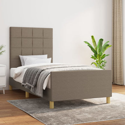 Estrutura cama cabeceira 90x190 cm tecido castanho-acinzentado