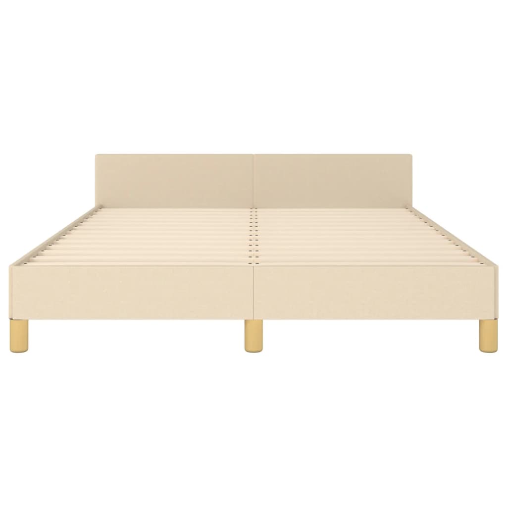 Estrutura de cama c/ cabeceira tecido cor creme 140x190 cm