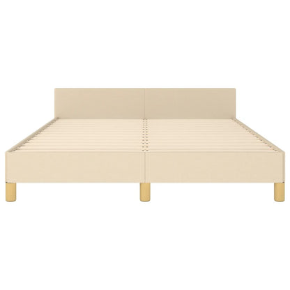 Estrutura de cama c/ cabeceira tecido cor creme 140x190 cm