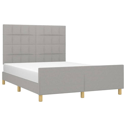 Estrutura de cama com cabeceira 140x200 cm tecido cinza-claro