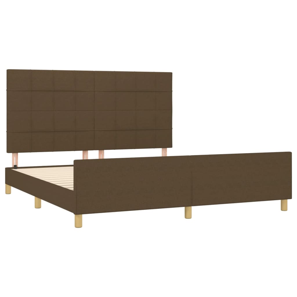 Estrutura de cama 180x200 cm tecido castanho-escuro