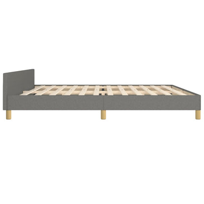 Estrutura cama com cabeceira 200x200 cm tecido cinzento-escuro