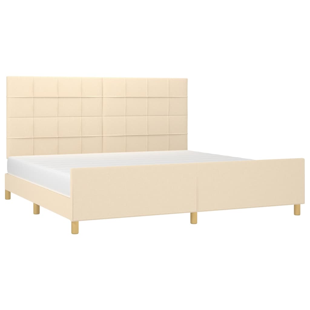 Estrutura de cama com cabeceira 200x200 cm tecido cor creme