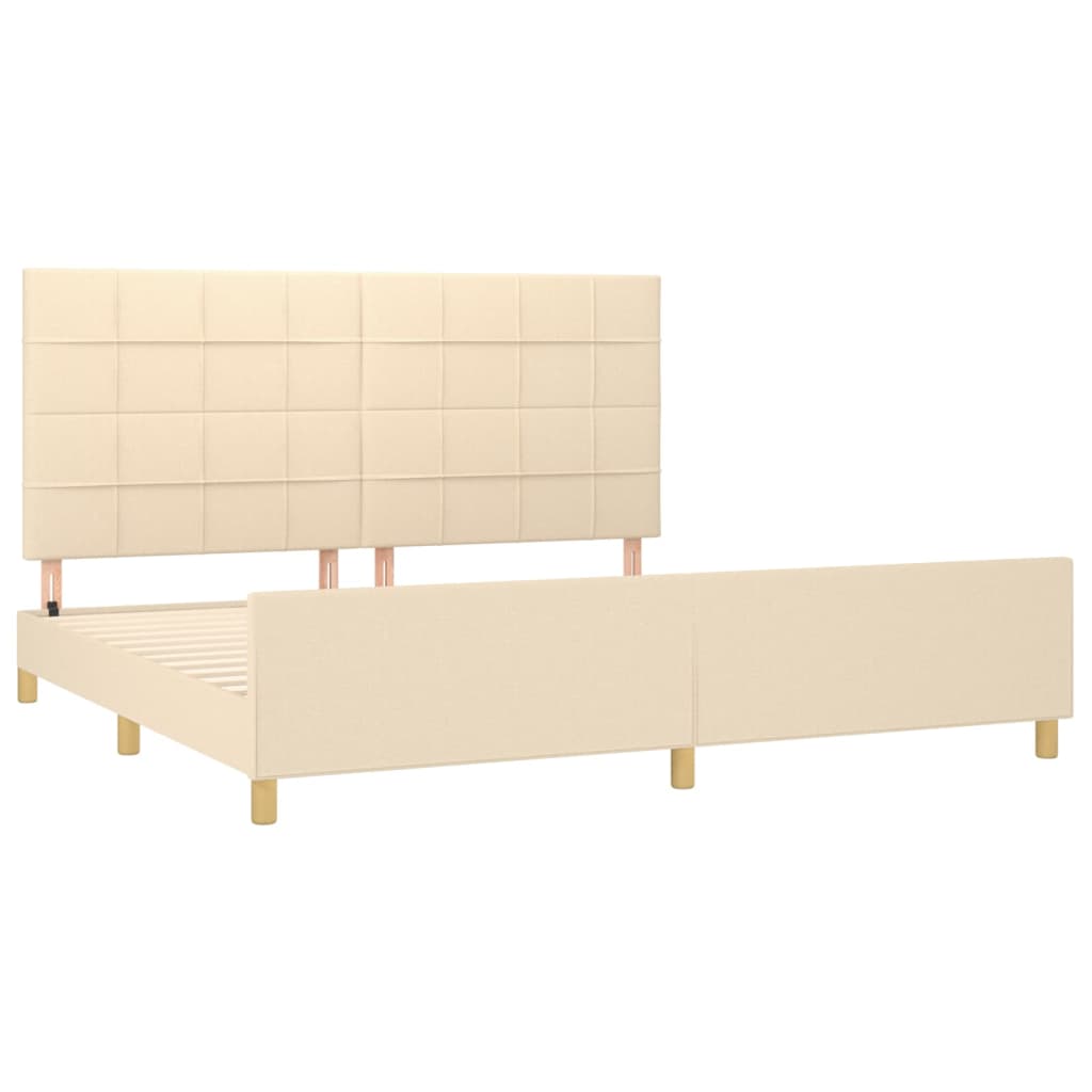 Estrutura de cama com cabeceira 200x200 cm tecido cor creme