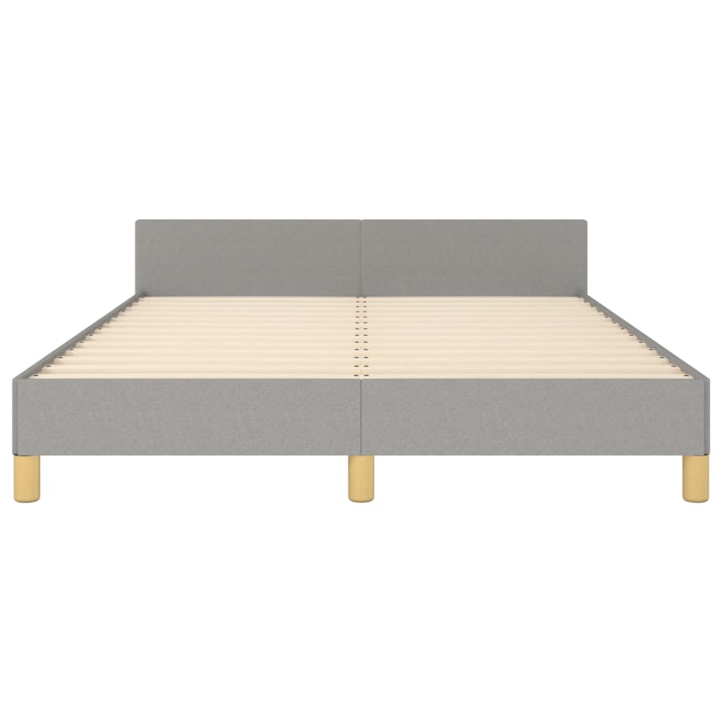 Estrutura de cama c/ cabeceira 140x190 cm tecido cinza-claro