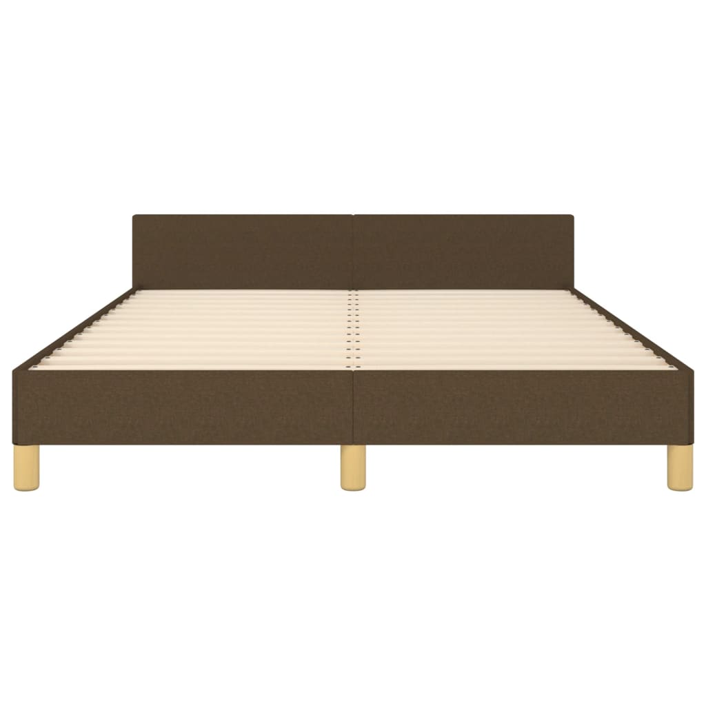 Estrutura de cama c/ cabeceira 140x190cm tecido castanho-escuro