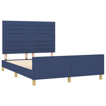 Estrutura de cama c/ cabeceira 140x190 cm tecido azul