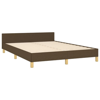 Estrutura de cama c/ cabeceira 140x200cm tecido castanho-escuro