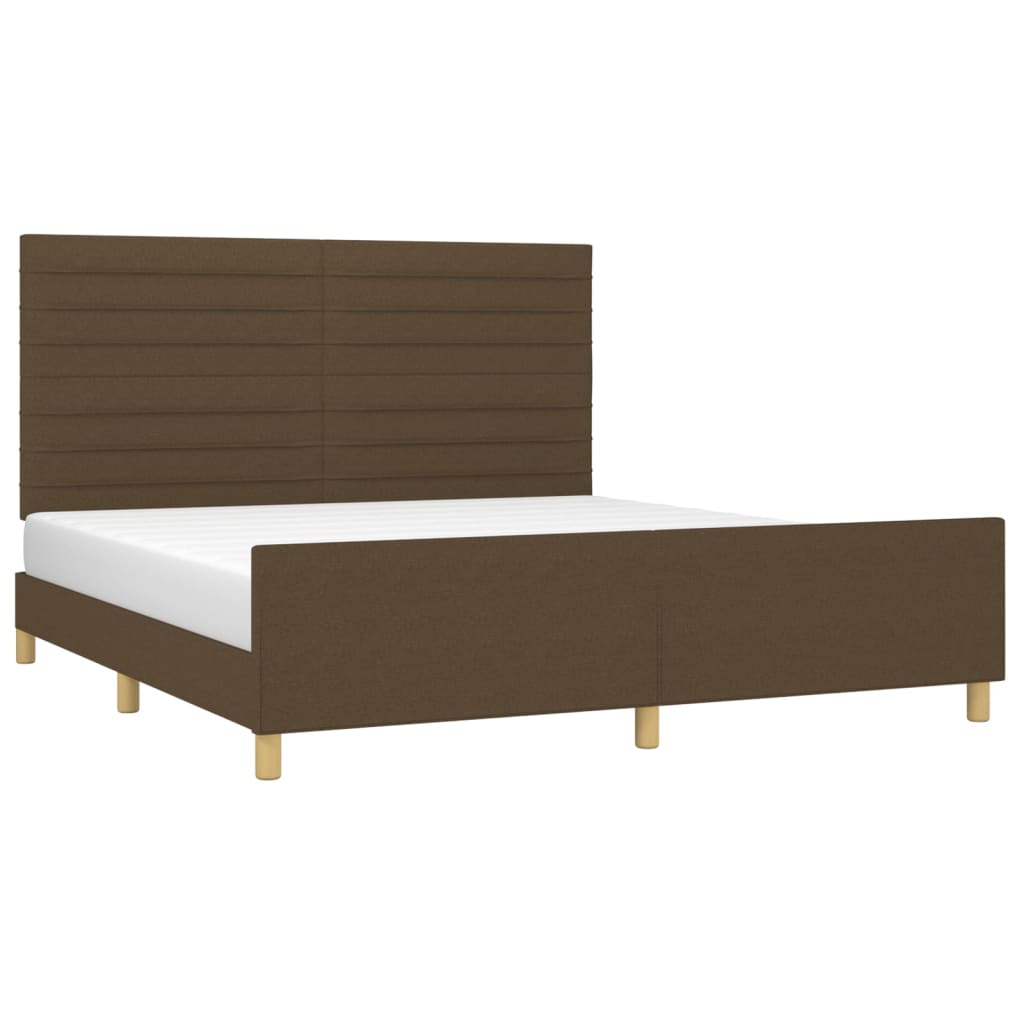 Estrutura de cama 160x200 cm tecido castanho-escuro